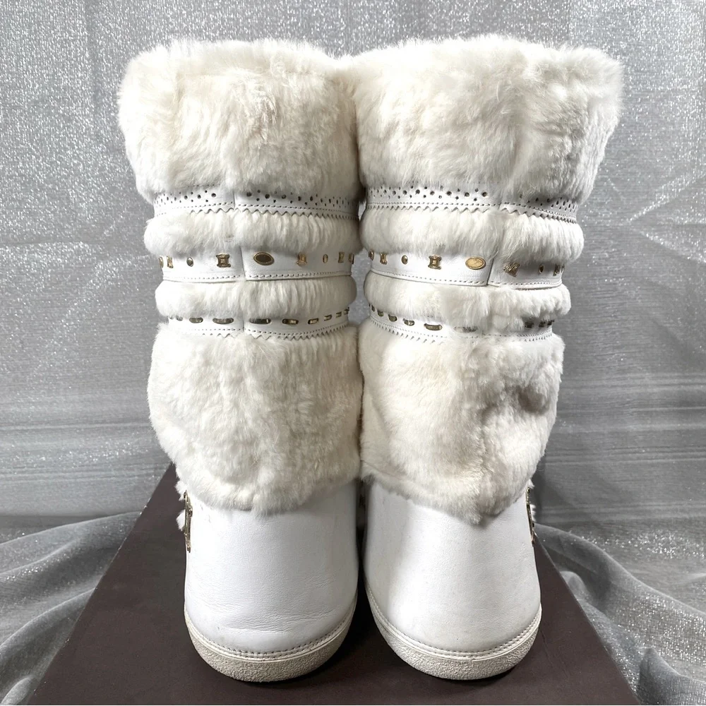 ✨HP✨AUTH CELINE MOON BOOTS Leather & Rabbit Fur EUC 38-40 - Picture 6 of 17